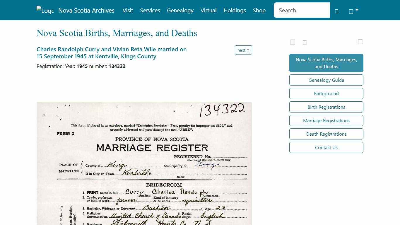 Nova Scotia Archives - Nova Scotia Births, Marriages, and Deaths