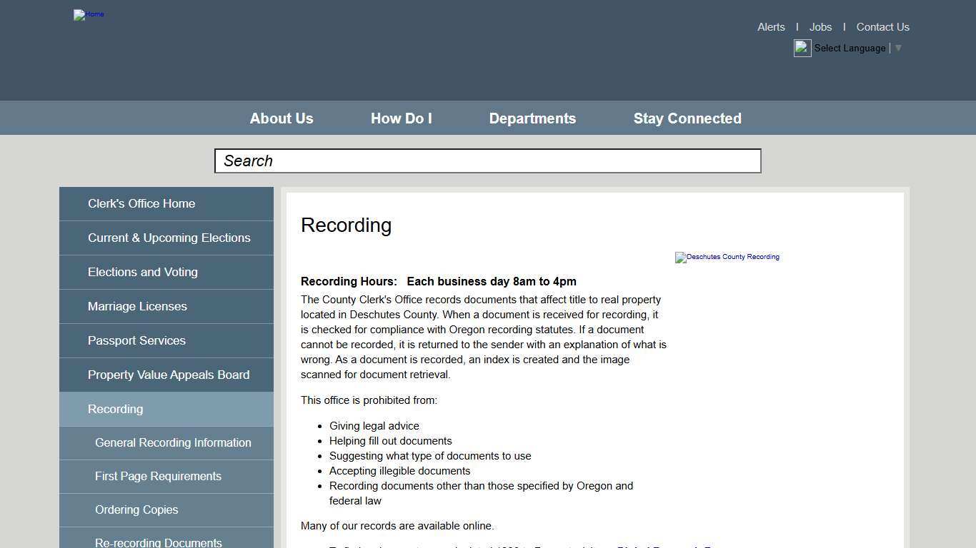 Recording Deschutes County Oregon